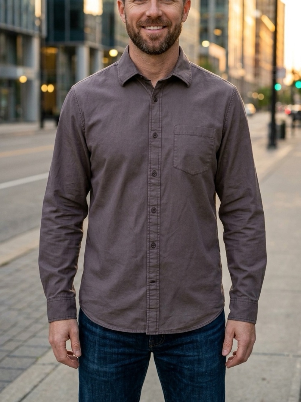 Banana Republic Men's Casual Button-Down Shirt - Brown